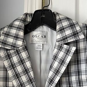 Oscar de la Renta Monochrome Checkered Blazer